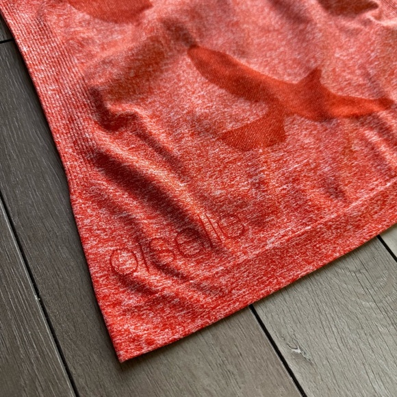 Oiselle Heather Orange Flyte Flying Birds Sleeveless Racerback Strech Tank Top - Picture 2 of 5